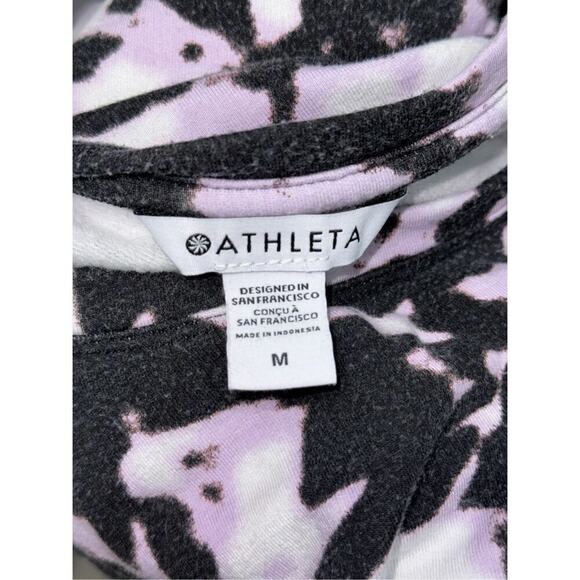 Athleta Black White and Pink Floral Print Sweater | Sz M - Picture 6 of 6